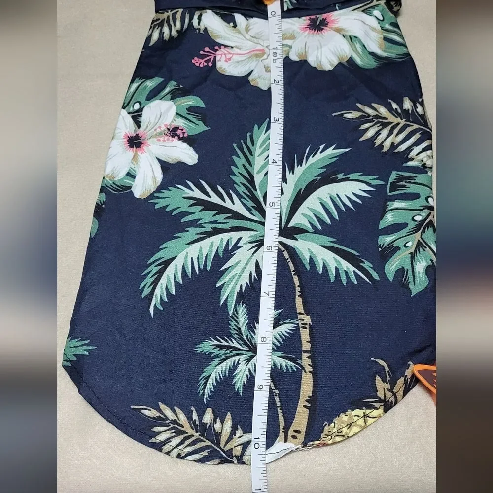 Pet NWOT Blue Floral Print Lightweight Hawaiian Style Shirt Size Medium Dog/Cat